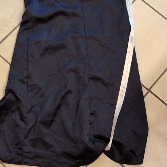 NWT After Six Corset Satin Maxi Dress  Draped Column Skirt Midnight Navy Size 8 - Picture 5 of 16